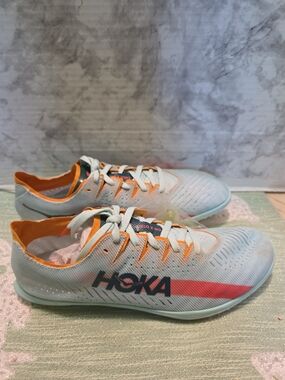HOKA Lightweight Running Shoes in Light Blue with Orange Trim